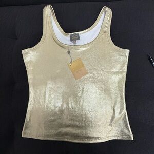 River Island metallic Gold tank top